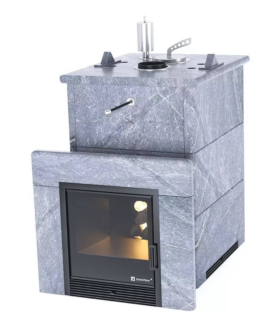 Фото Дровяная печь для бани ИзиСтим Анапа в полноценном кожухе из талькохлорита сталь AISI 430
