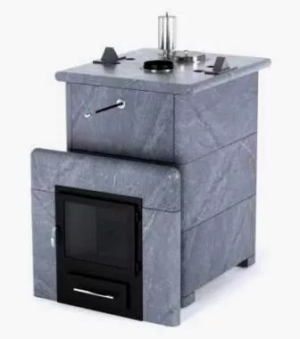 Фото Дровяная печь для бани ИзиСтим Анапа в полноценном кожухе из талькохлорита сталь AISI 430