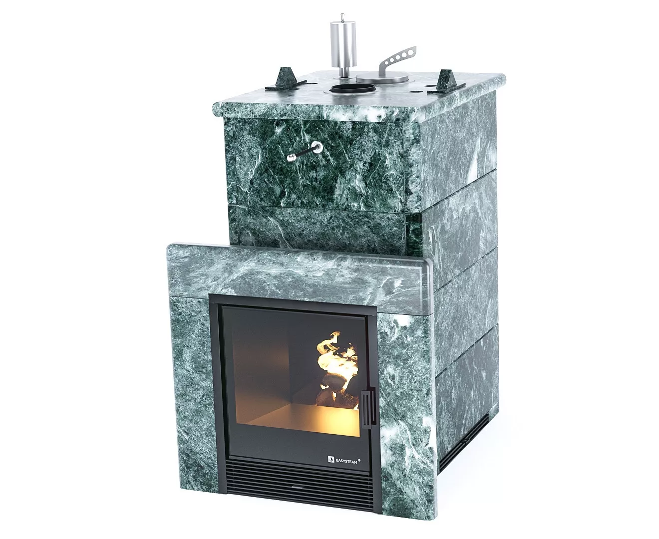 Фото Печь для бани ИзиСтим Сочи в кожухе из змеевика сталь AISI 430