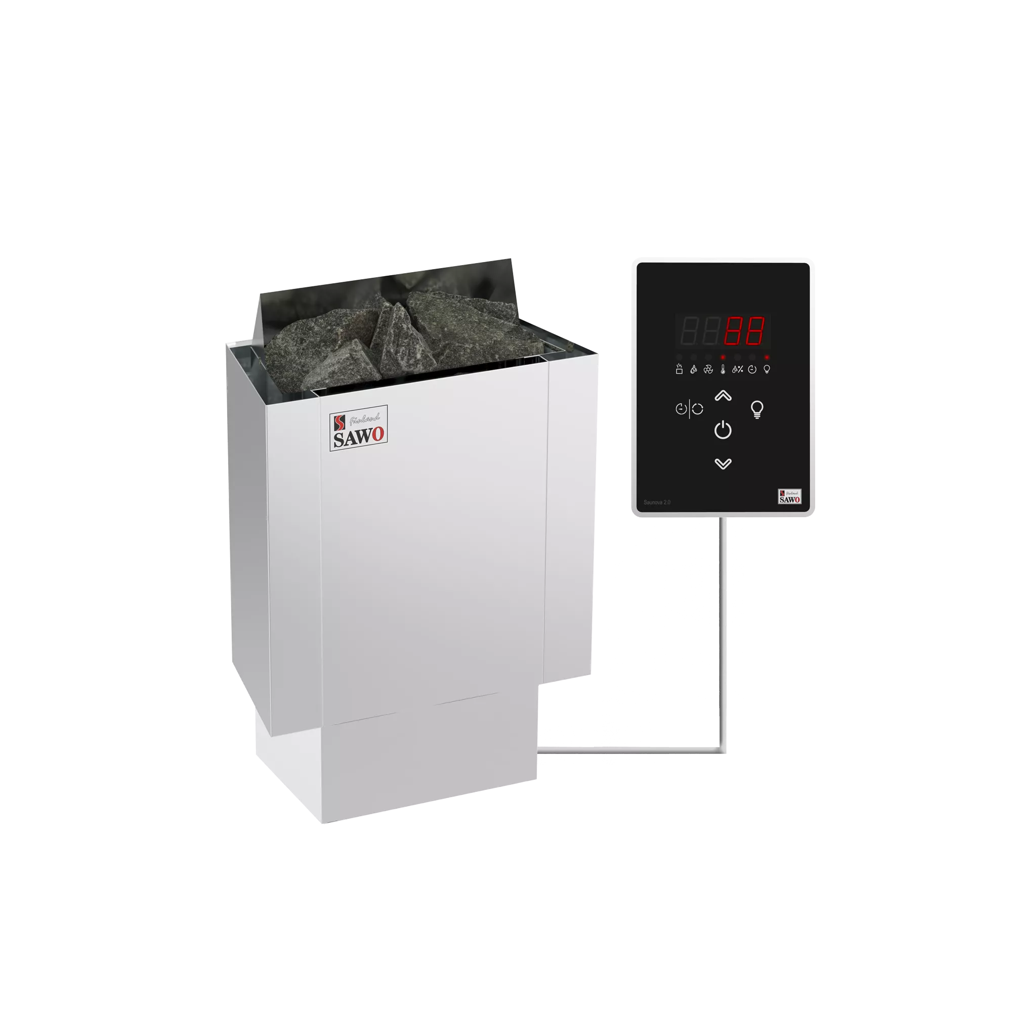 Изображение Электрическая печь SAWO NORDEX Mini NRMN-23Ni2-Z (2,3 кВт, внутри оцинковка, снаружи нержавейка), выносной пульт (встроенный блок мощности, пульт покупается отдельно) 1