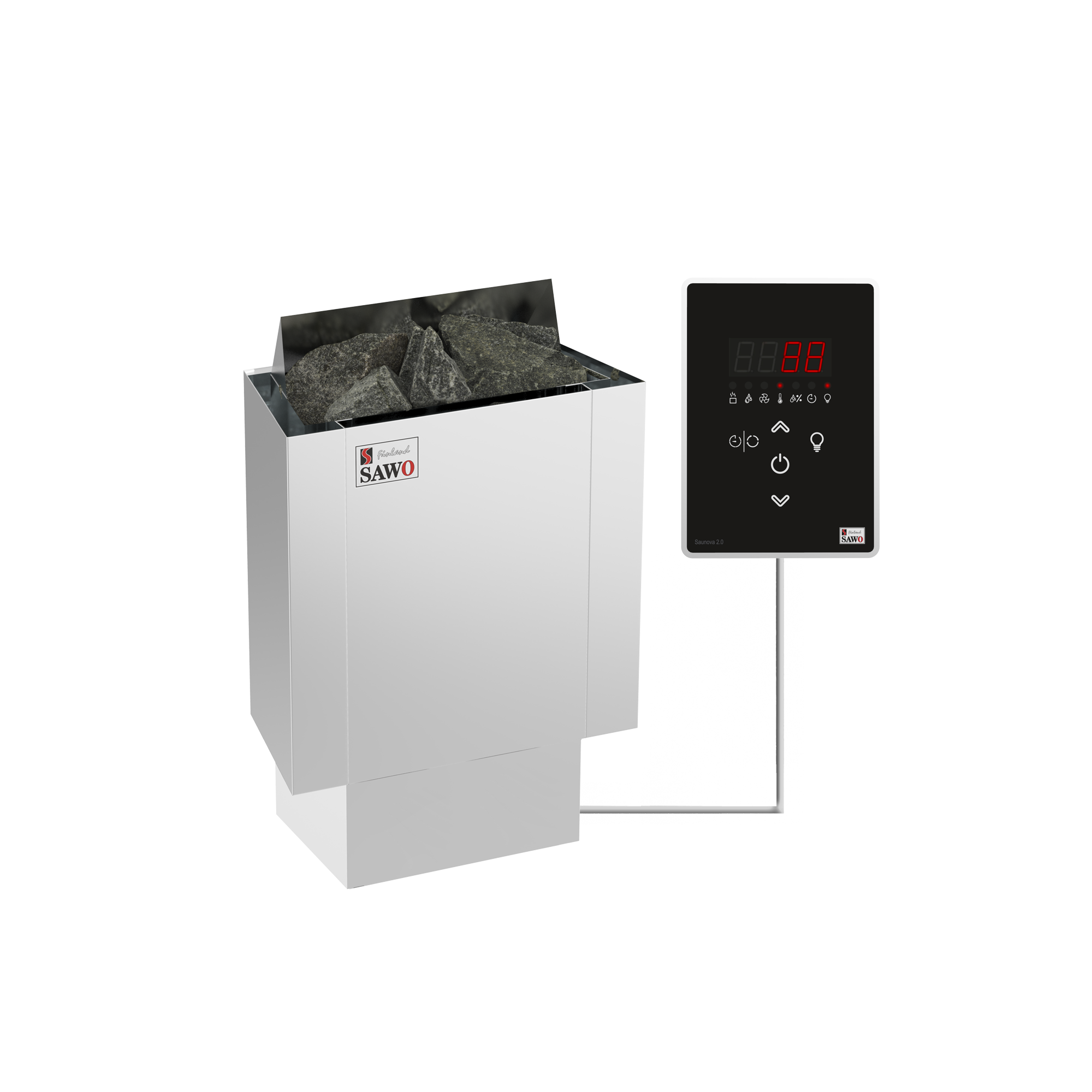 Изображение миниатюра Электрическая печь SAWO NORDEX Mini NRMN-30Ni2-Z (3,0 кВт, внутри оцинковка, снаружи нержавейка), выносной пульт (встроенный блок мощности, пульт покупается отдельно) 1
