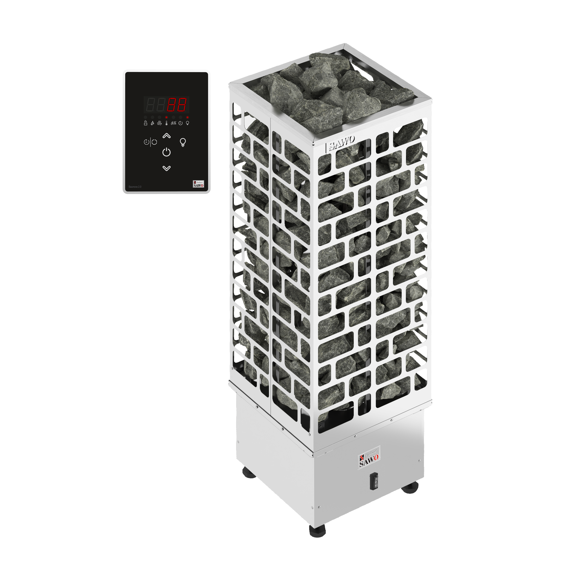 Изображение миниатюра Электрическая печь SAWO Cubos CUB3-75Ni2-P (7,5 кВт, нержавейка), выносной пульт (встроенный блок мощности, пульт покупается отдельно) 1