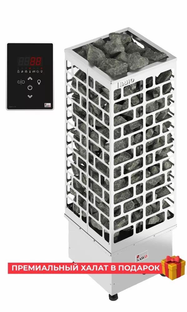 Изображение Электрическая печь SAWO Cubos CUB3-60Ni2-P (6 кВт, нержавейка), выносной пульт (встроенный блок мощности, пульт покупается отдельно) 1