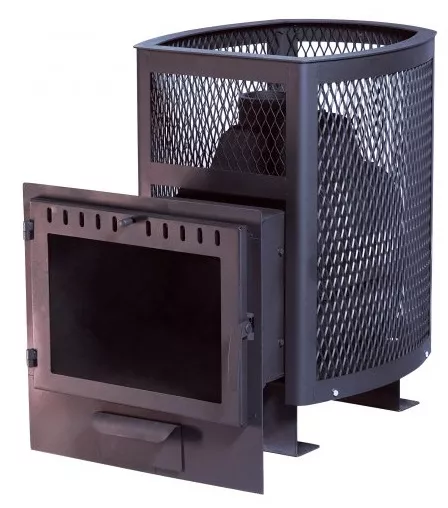 Изображение Печь банная чугунная Сибирь 20, панорамная дверца, сетка 1 Изображение Печь банная чугунная Сибирь 20, панорамная дверца, сетка 1