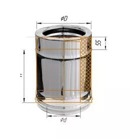 Фото Феррум - Дымоход двустенный, по воде L=250, D=115/200, AISI 430/430, 0,8/0,5 мм