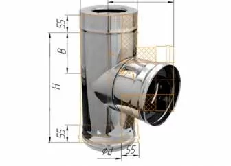 Фото Феррум - Тройник сэндвич 90°, по воде D=200/280, AISI 430/430, 0,8/0,5 мм 
