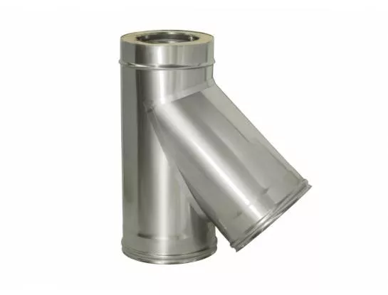 Дымок Lux - Тройник сендвич 45° d=200/280, AISI 321/439, 0,8/0,5мм, серия Lux