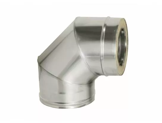 Дымок Lux - Колено сендвич 90° d=130/210, AISI 321/439, 0,8/0,5мм, серия Lux