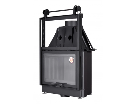 Каминная топка Экокамин Альфа 800 KВ с контргрузом черный шамот