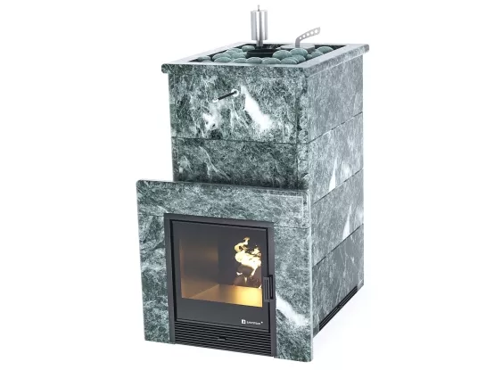 Печь для бани ИзиСтим Геленджик в кожухе из змеевика с открытым верхом сталь AISI 430