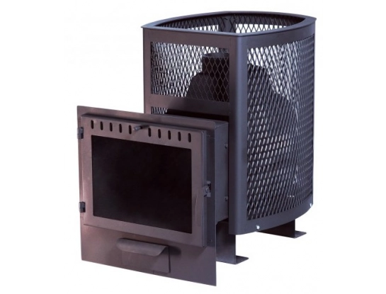 Печь банная чугунная Сибирь 20, панорамная дверца, сетка Печь банная чугунная Сибирь 20, панорамная дверца, сетка