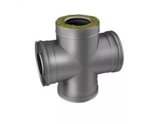 Тройник с изоляцией 90 °, D=120/220, полированный, AISI 321/304 0,5/0,5мм