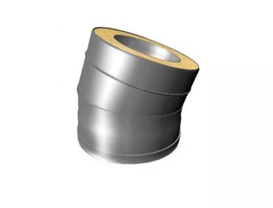 Отвод с изоляцией 15°, D=130/230, полированный, AISI 321/304 0,5/0,5мм