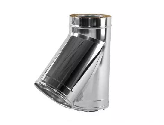 Тройник с изоляцией 45°, D=150/250, полированный, AISI 321/304 0,8/0,5мм 