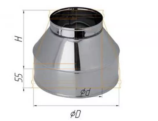 Феррум - Конус D=115/200, AISI 430/430, 0,5/0,5 мм, по воде