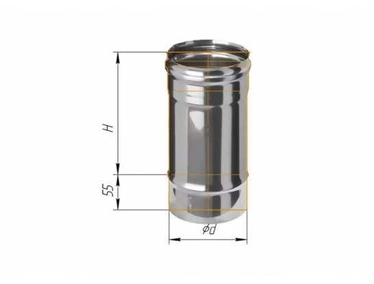 Феррум - Дымоход L=250, D=200, AISI 430, 0,8 мм 