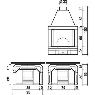 Топка EDILKAMIN K75-DS фронтальная