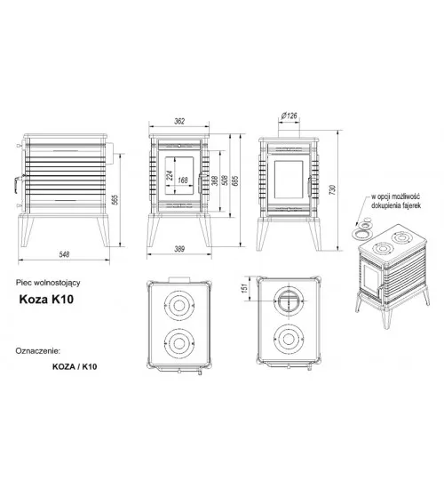 Печь Kratki Koza/K10/термостат 2