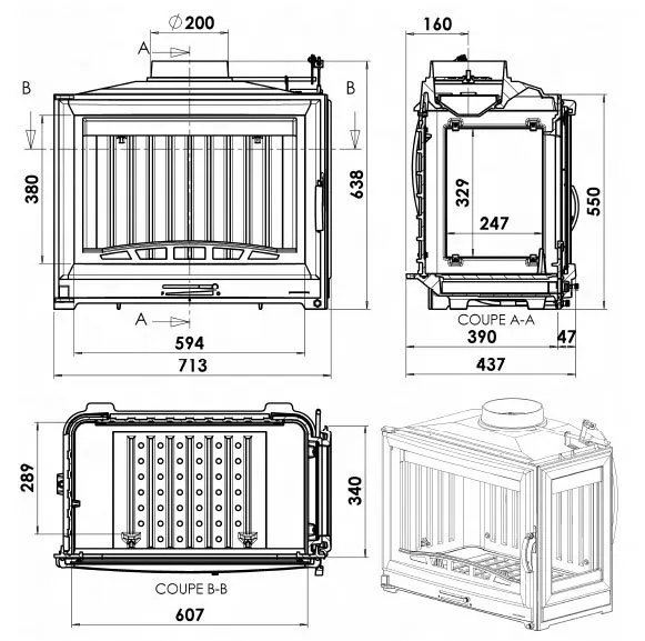 Каминная топка CHAZELLES SOLO D70D 2