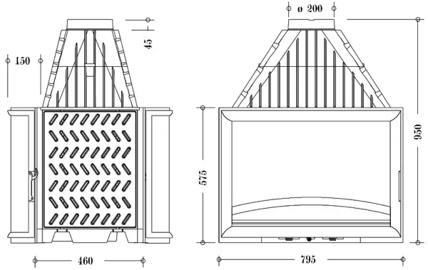 Топка Invicta Panoramique Double Face 800