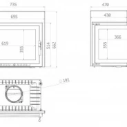 Миниатюра Топка ECT Font/700/L 14 кВт, 735/514/X, угловое стекло слева 2