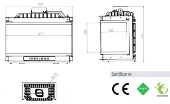 Изображение Топка ECT Font/800/LR 18 кВт, трехстороннее стекло 2