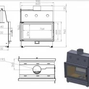 Миниатюра Топка ECT Double 90x51/V 15 кВт, 900/510, туннель, футеровка вермикулит 2