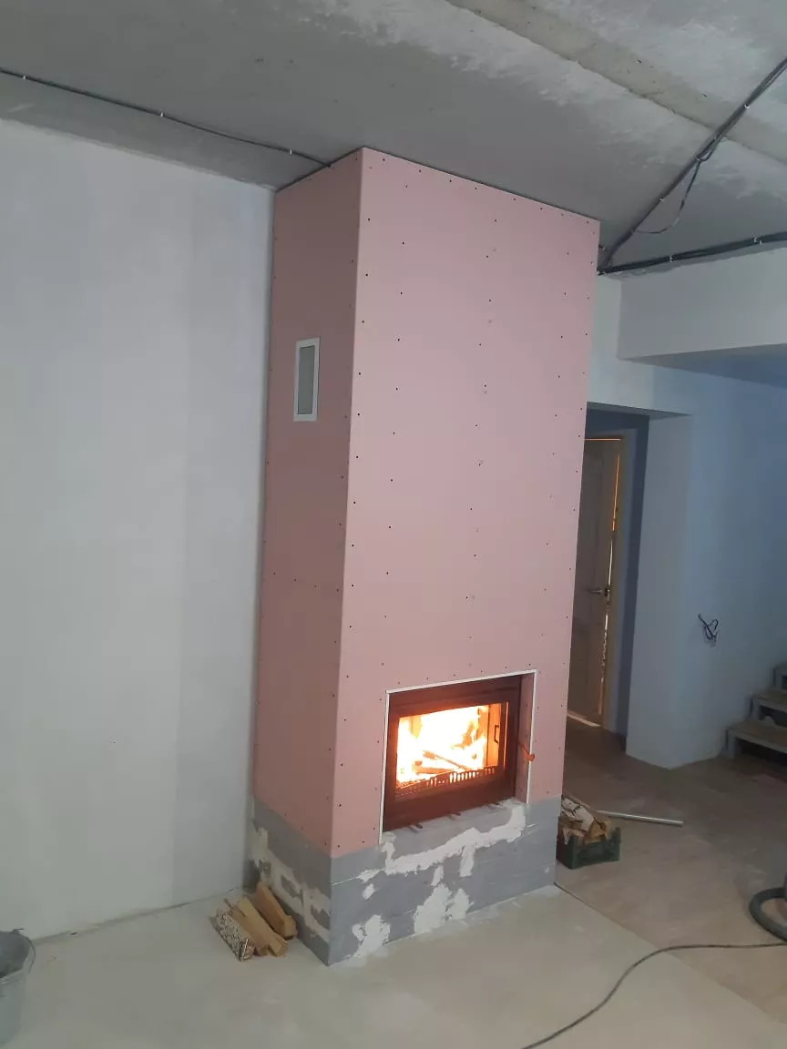 Изображение Установка каминной топки в коробе 3