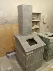 Миниатюра Установка банной печи Гефест в облицовке Талькохлорит 3
