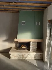 Миниатюра Монтаж каминной топки Экокамин Альфа 700 L два стекла  2
