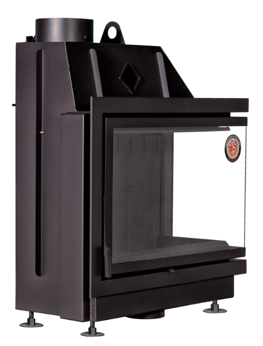 Изображение Каминная топка Экокамин Альфа 800 RB два стекла правая черный шамот 4