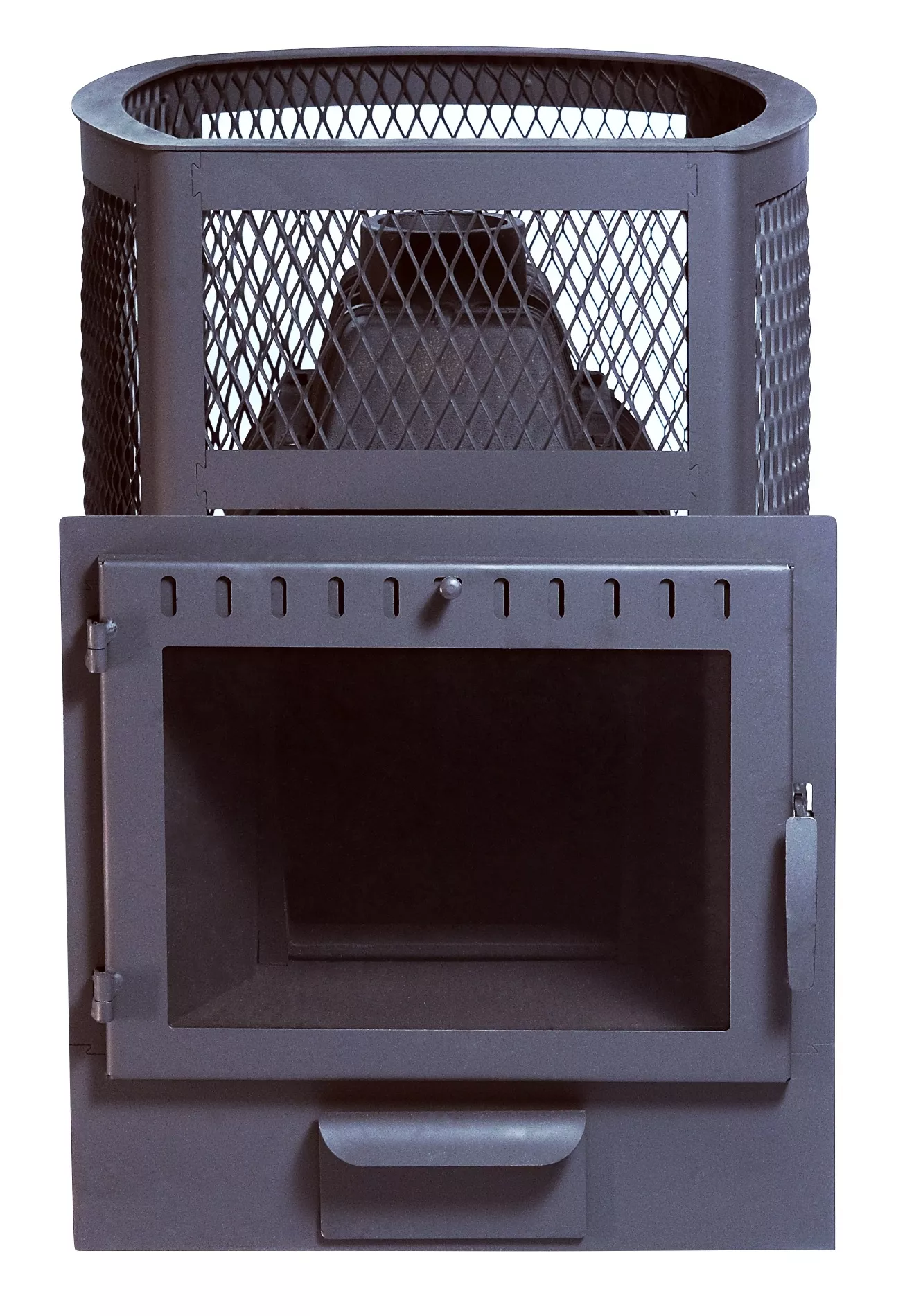 Изображение Печь банная чугунная Сибирь 20, панорамная дверца, сетка 3 Изображение Печь банная чугунная Сибирь 20, панорамная дверца, сетка 3