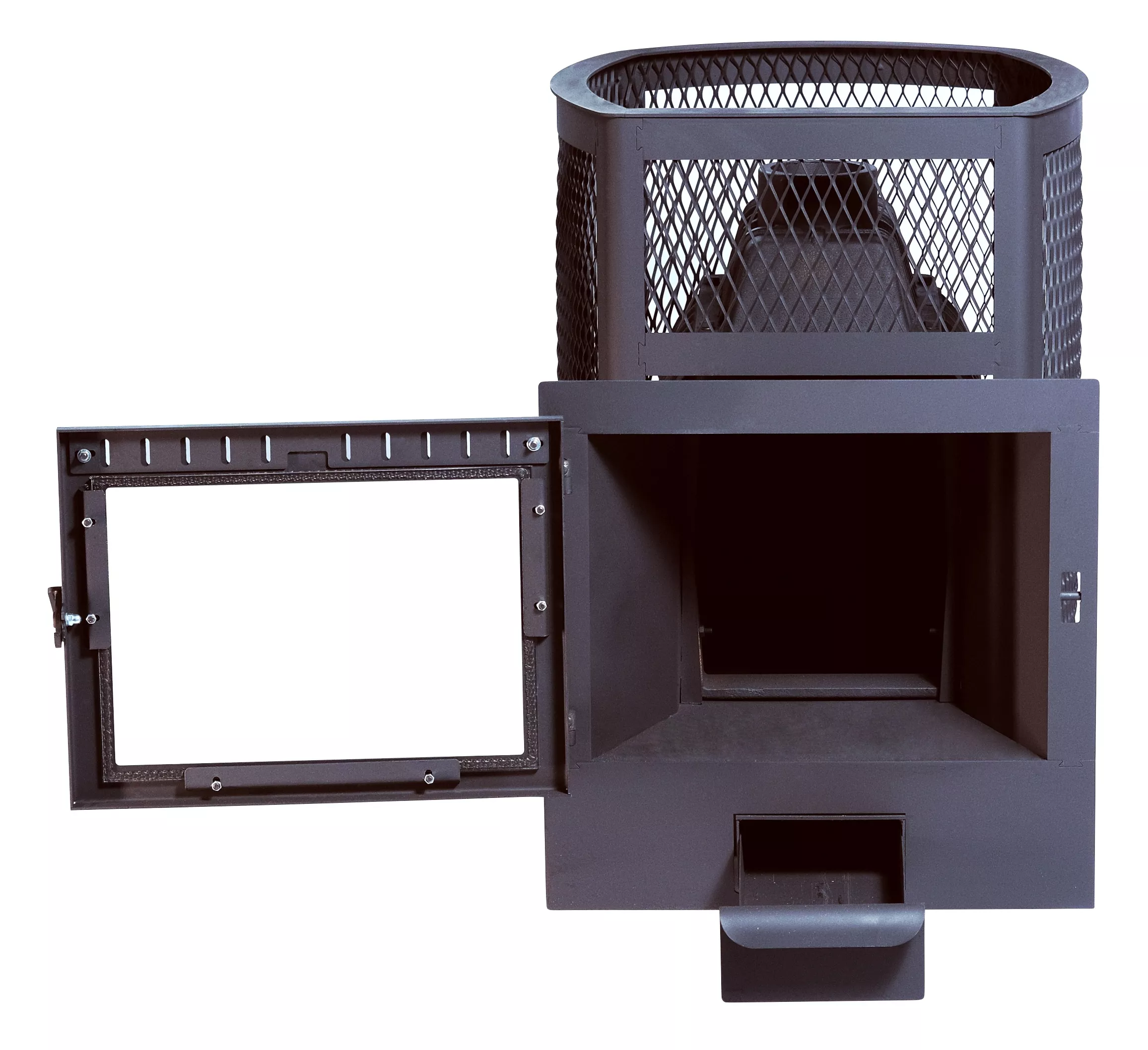 Изображение Печь банная чугунная Сибирь 20, панорамная дверца, сетка 4 Изображение Печь банная чугунная Сибирь 20, панорамная дверца, сетка 4
