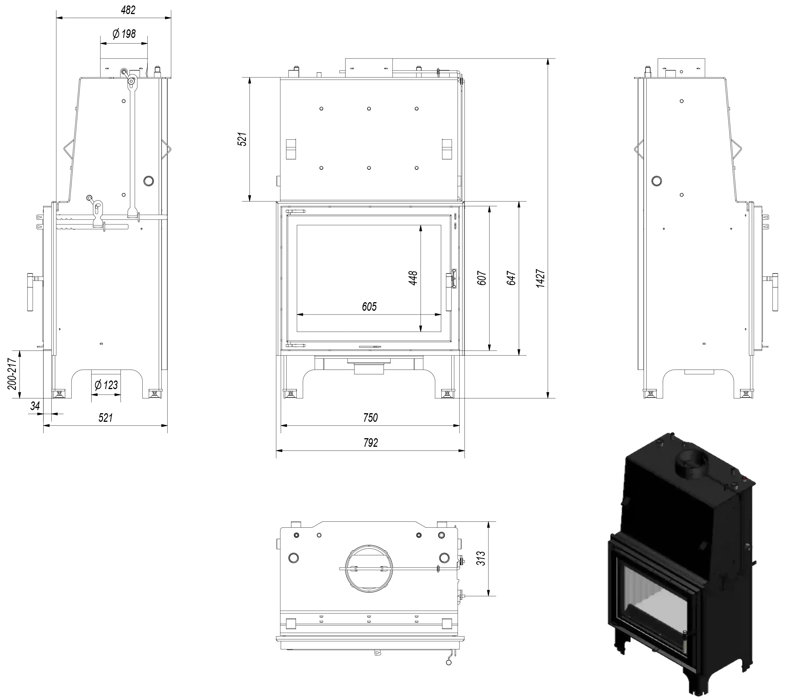 Изображение Топка с водяным контуром AQUARIO A 18 PW W 2