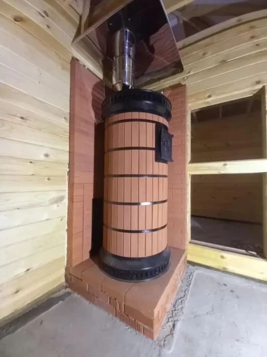 Изображение Кирпичная печь банная большая РУССКАЯ БАНЯ С ЗАКРЫТОЙ КАМЕНКОЙ в кирпичной облицовке (ПББ-ЗК) (КДМ) до 20 м3 2