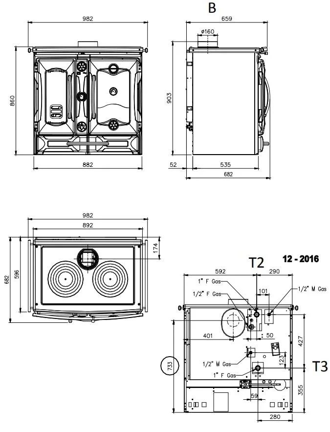 Изображение Отопительно-варочная печь La Nordica TermoSuprema Compact D.S.A. Nero 4